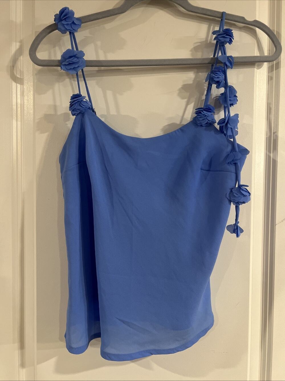 Abercrombie & Fitch Rosette ruffle Cami Tank Light Blue NWT Small